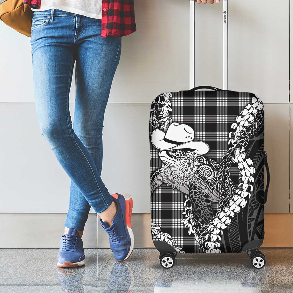 Black Hawaii Palaka Cowboy Turtle Luggage Cover Hawaiian Paniolo Puakenikeni Maile Lei DT05 - Polynesian Pride