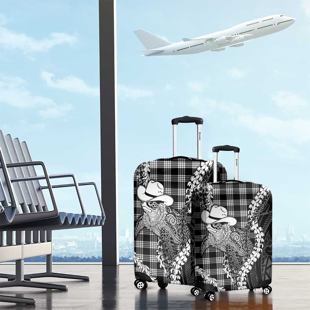 Black Hawaii Palaka Cowboy Turtle Luggage Cover Hawaiian Paniolo Puakenikeni Maile Lei DT05 - Polynesian Pride