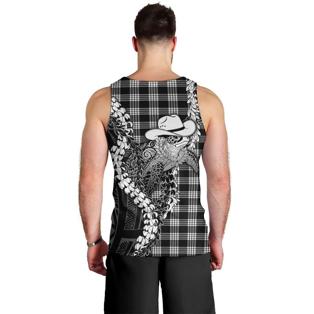 Black Hawaii Palaka Cowboy Turtle Men Tank Top Hawaiian Paniolo Puakenikeni Maile Lei