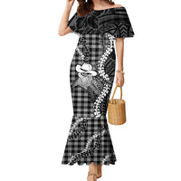 Black Hawaii Palaka Cowboy Turtle Mermaid Dress Hawaiian Paniolo Puakenikeni Maile Lei DT05 Women Black - Polynesian Pride