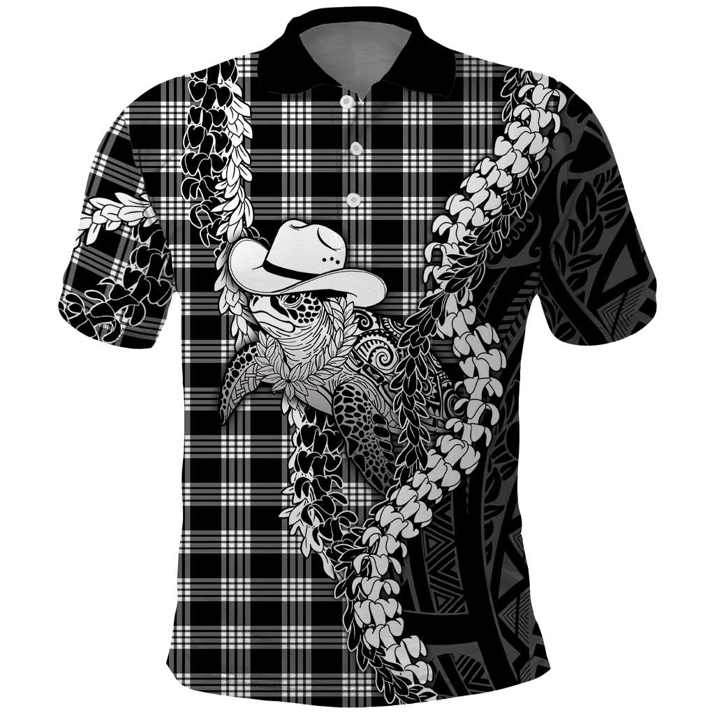 Black Hawaii Palaka Cowboy Turtle Polo Shirt Hawaiian Paniolo Puakenikeni Maile Lei DT05 Black - Polynesian Pride