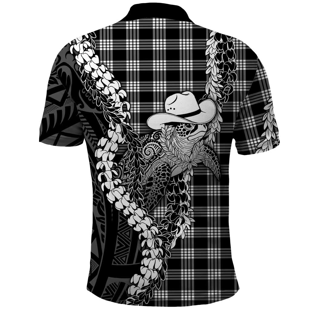 Black Hawaii Palaka Cowboy Turtle Polo Shirt Hawaiian Paniolo Puakenikeni Maile Lei DT05 - Polynesian Pride