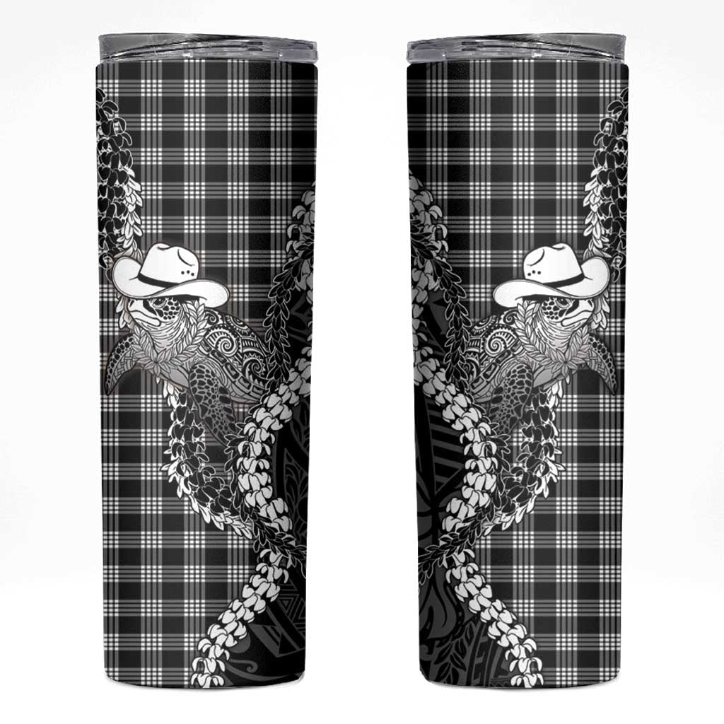 Black Hawaii Palaka Cowboy Turtle Skinny Tumbler Hawaiian Paniolo Puakenikeni Maile Lei DT05 Black - Polynesian Pride