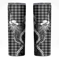 Black Hawaii Palaka Cowboy Turtle Skinny Tumbler Hawaiian Paniolo Puakenikeni Maile Lei DT05 Black - Polynesian Pride