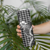 Black Hawaii Palaka Cowboy Turtle Skinny Tumbler Hawaiian Paniolo Puakenikeni Maile Lei DT05 - Polynesian Pride