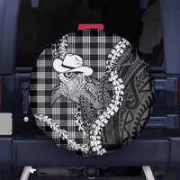 Black Hawaii Palaka Cowboy Turtle Spare Tire Cover Hawaiian Paniolo Puakenikeni Maile Lei DT05 No hole Black - Polynesian Pride