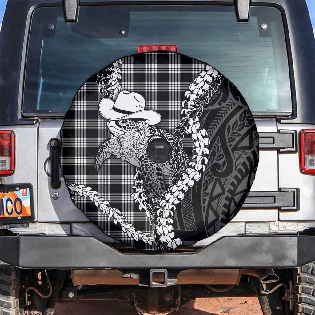 Black Hawaii Palaka Cowboy Turtle Spare Tire Cover Hawaiian Paniolo Puakenikeni Maile Lei DT05 Black - Polynesian Pride