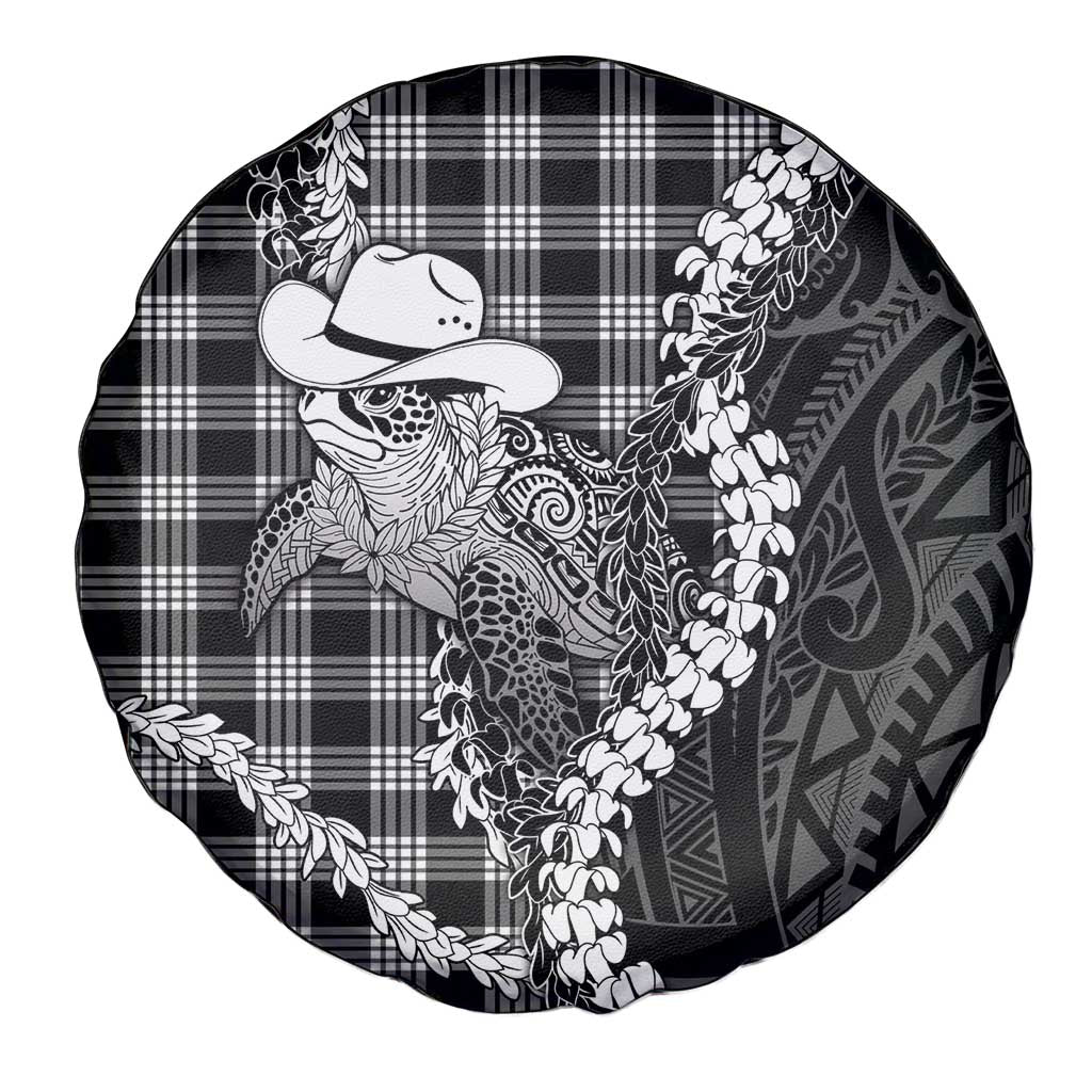Black Hawaii Palaka Cowboy Turtle Spare Tire Cover Hawaiian Paniolo Puakenikeni Maile Lei DT05 - Polynesian Pride