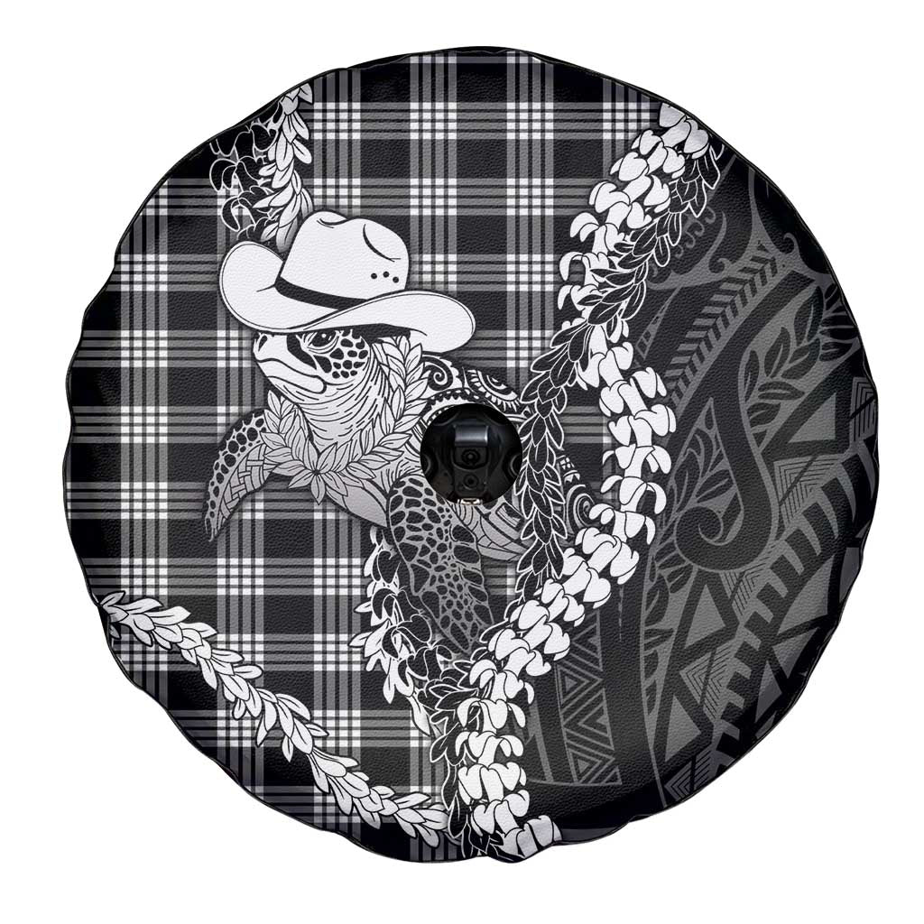 Black Hawaii Palaka Cowboy Turtle Spare Tire Cover Hawaiian Paniolo Puakenikeni Maile Lei DT05 - Polynesian Pride