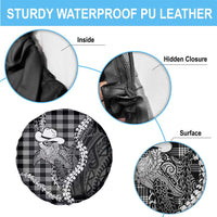 Black Hawaii Palaka Cowboy Turtle Spare Tire Cover Hawaiian Paniolo Puakenikeni Maile Lei DT05 - Polynesian Pride
