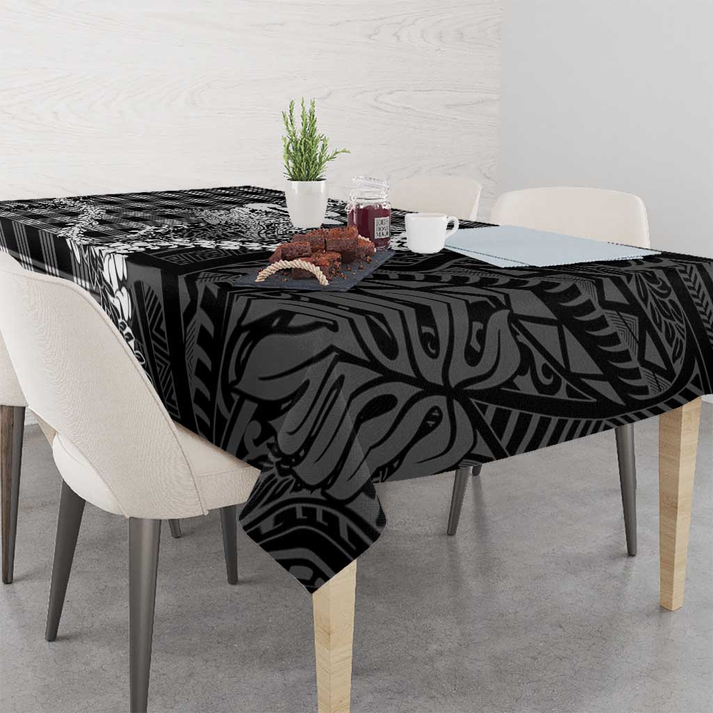 Black Hawaii Palaka Cowboy Turtle Tablecloth Hawaiian Paniolo Puakenikeni Maile Lei