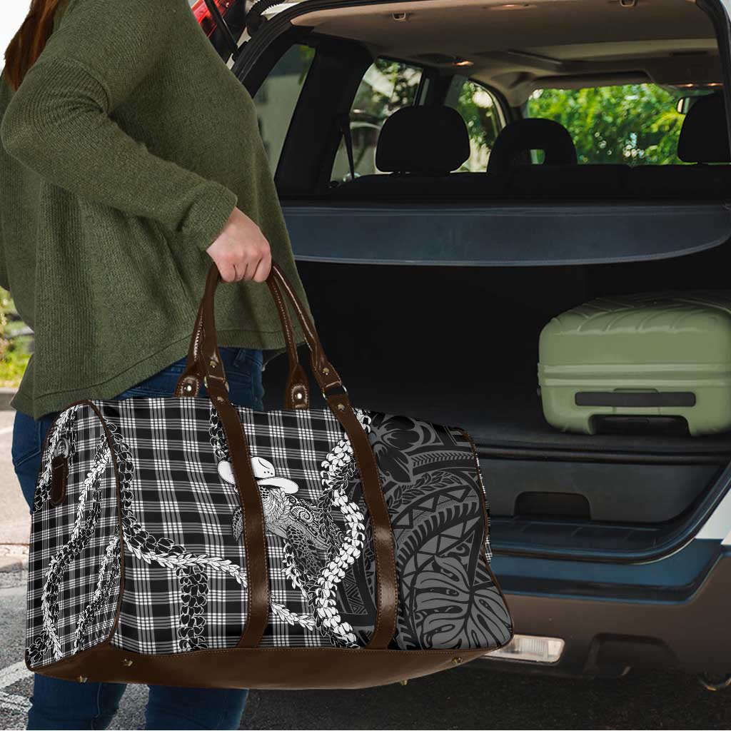 Black Hawaii Palaka Cowboy Turtle Travel Bag Hawaiian Paniolo Puakenikeni Maile Lei