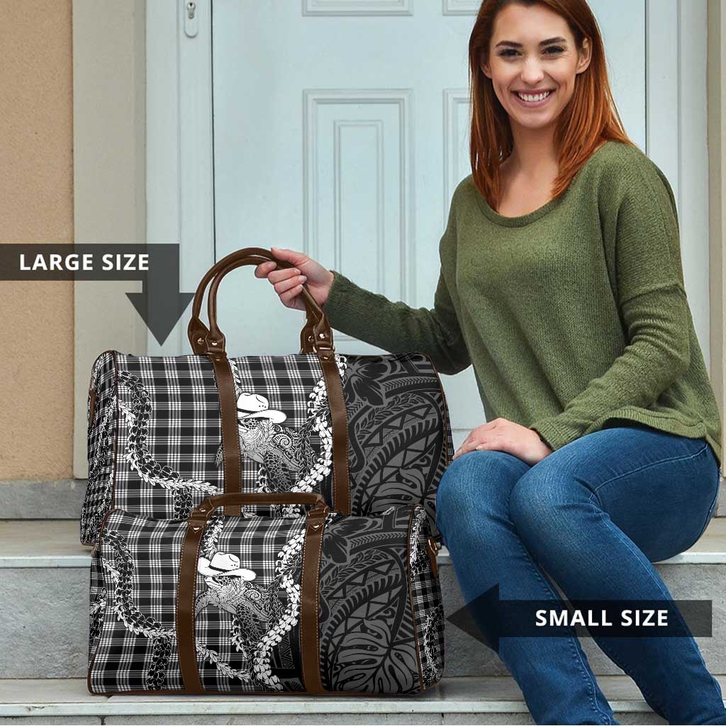 Black Hawaii Palaka Cowboy Turtle Travel Bag Hawaiian Paniolo Puakenikeni Maile Lei