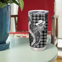 Black Hawaii Palaka Cowboy Turtle Tumbler Cup Hawaiian Paniolo Puakenikeni Maile Lei DT05 - Polynesian Pride