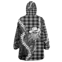 Black Hawaii Palaka Cowboy Turtle Wearable Blanket Hoodie Hawaiian Paniolo Puakenikeni Maile Lei DT05 - Polynesian Pride