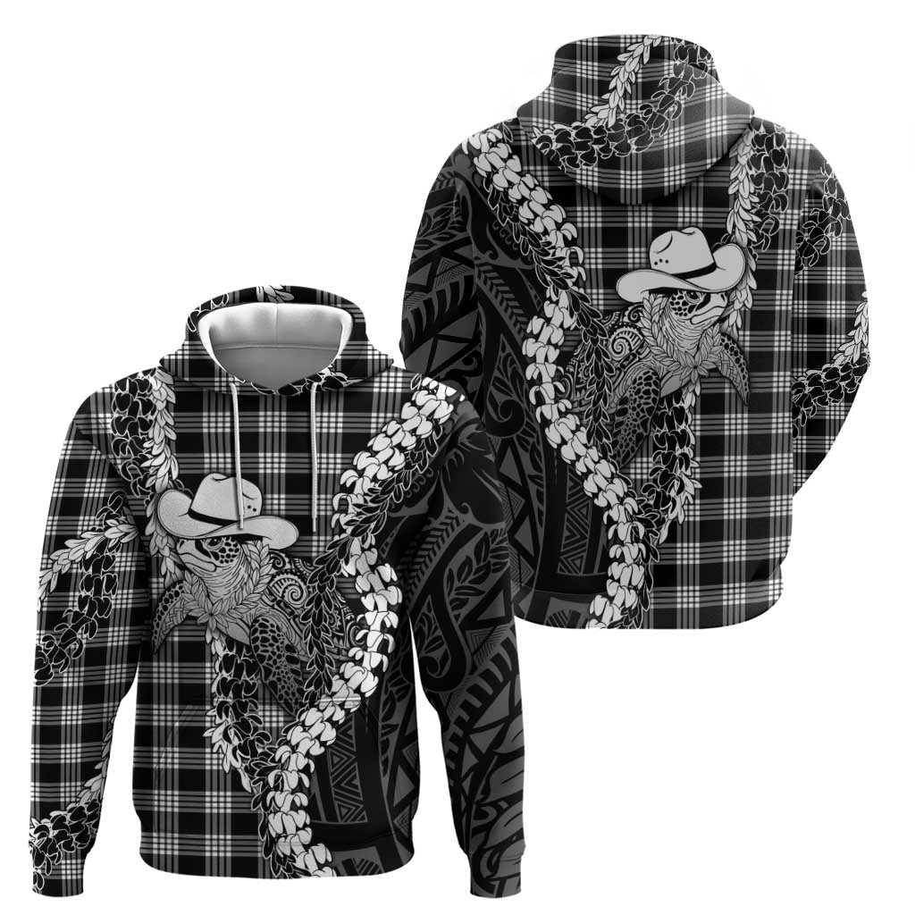 Black Hawaii Palaka Cowboy Turtle Zip Hoodie Hawaiian Paniolo Puakenikeni Maile Lei DT05 - Polynesian Pride