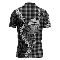 Black Hawaii Palaka Cowboy Turtle Zipper Polo Shirt Hawaiian Paniolo Puakenikeni Maile Lei DT05 - Polynesian Pride