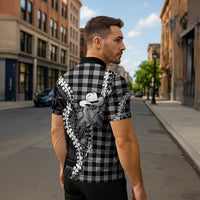 Black Hawaii Palaka Cowboy Turtle Zipper Polo Shirt Hawaiian Paniolo Puakenikeni Maile Lei DT05 - Polynesian Pride