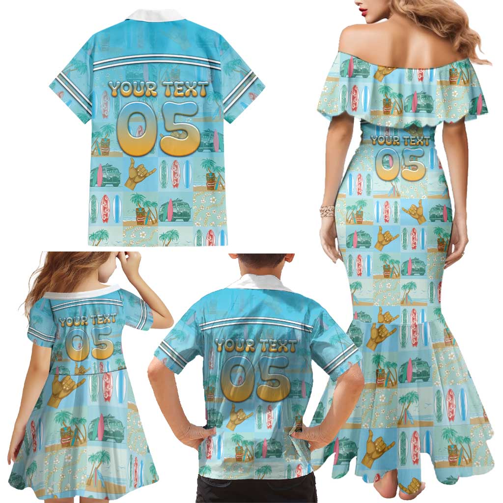 Custom Hawaii Surfing Family Matching Mermaid Dress and Hawaiian Shirt He'e Nalu DT05 - Polynesian Pride