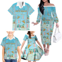 Custom Hawaii Surfing Family Matching Off The Shoulder Long Sleeve Dress and Hawaiian Shirt He'e Nalu