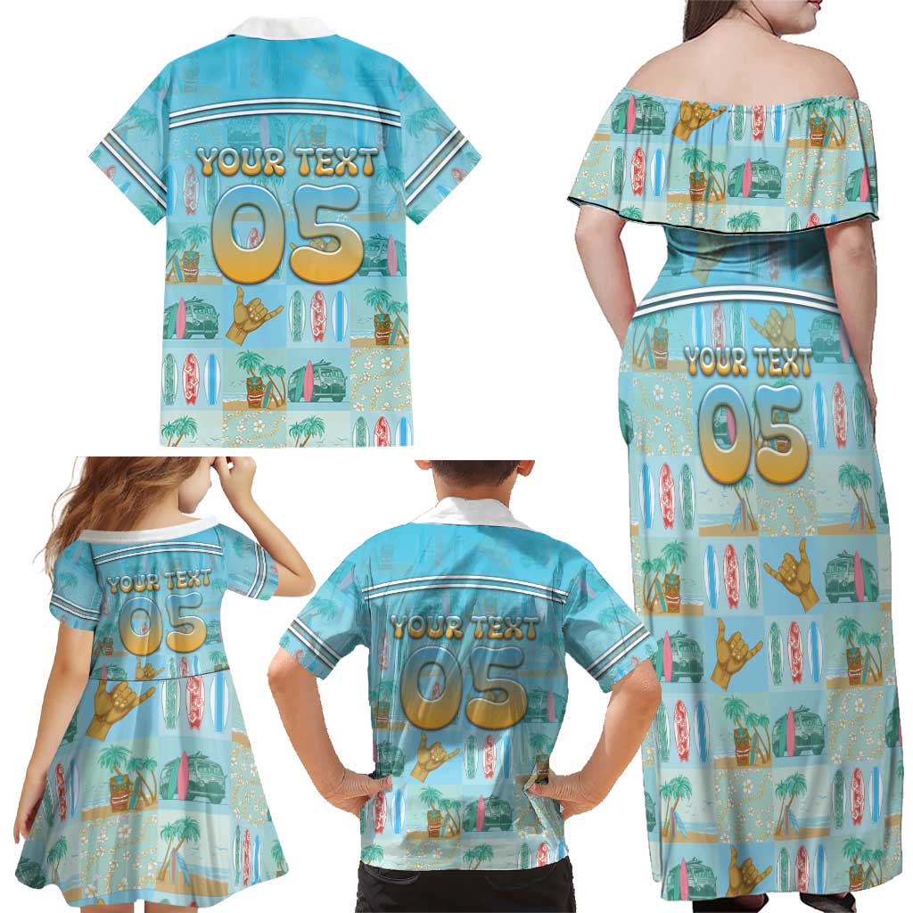 Custom Hawaii Surfing Family Matching Off Shoulder Maxi Dress and Hawaiian Shirt He'e Nalu DT05 - Polynesian Pride