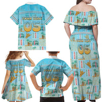 Custom Hawaii Surfing Family Matching Off Shoulder Maxi Dress and Hawaiian Shirt He'e Nalu DT05 - Polynesian Pride