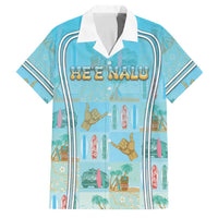 Custom Hawaii Surfing Family Matching Off Shoulder Maxi Dress and Hawaiian Shirt He'e Nalu DT05 Dad's Shirt - Short Sleeve Blue - Polynesian Pride