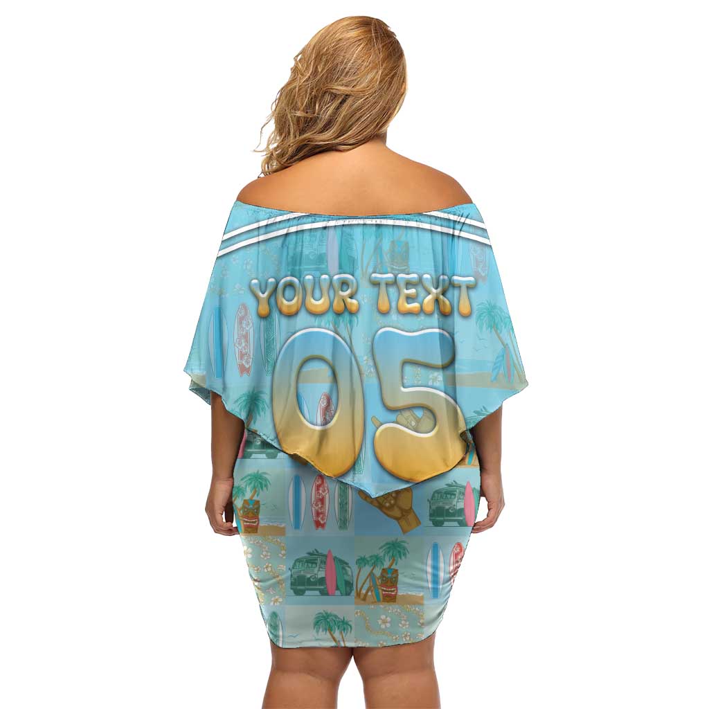 Custom Hawaii Surfing Family Matching Off Shoulder Short Dress and Hawaiian Shirt He'e Nalu DT05 - Polynesian Pride
