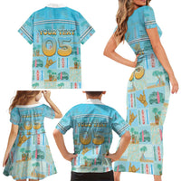 Custom Hawaii Surfing Family Matching Short Sleeve Bodycon Dress and Hawaiian Shirt He'e Nalu DT05 - Polynesian Pride