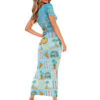 Custom Hawaii Surfing Family Matching Short Sleeve Bodycon Dress and Hawaiian Shirt He'e Nalu DT05 - Polynesian Pride