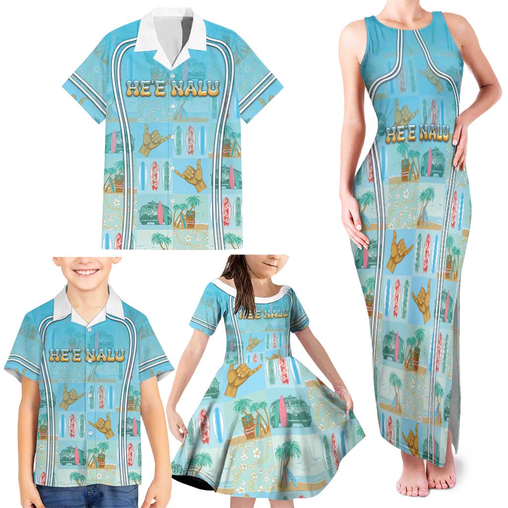 Custom Hawaii Surfing Family Matching Tank Maxi Dress and Hawaiian Shirt He'e Nalu DT05 - Polynesian Pride