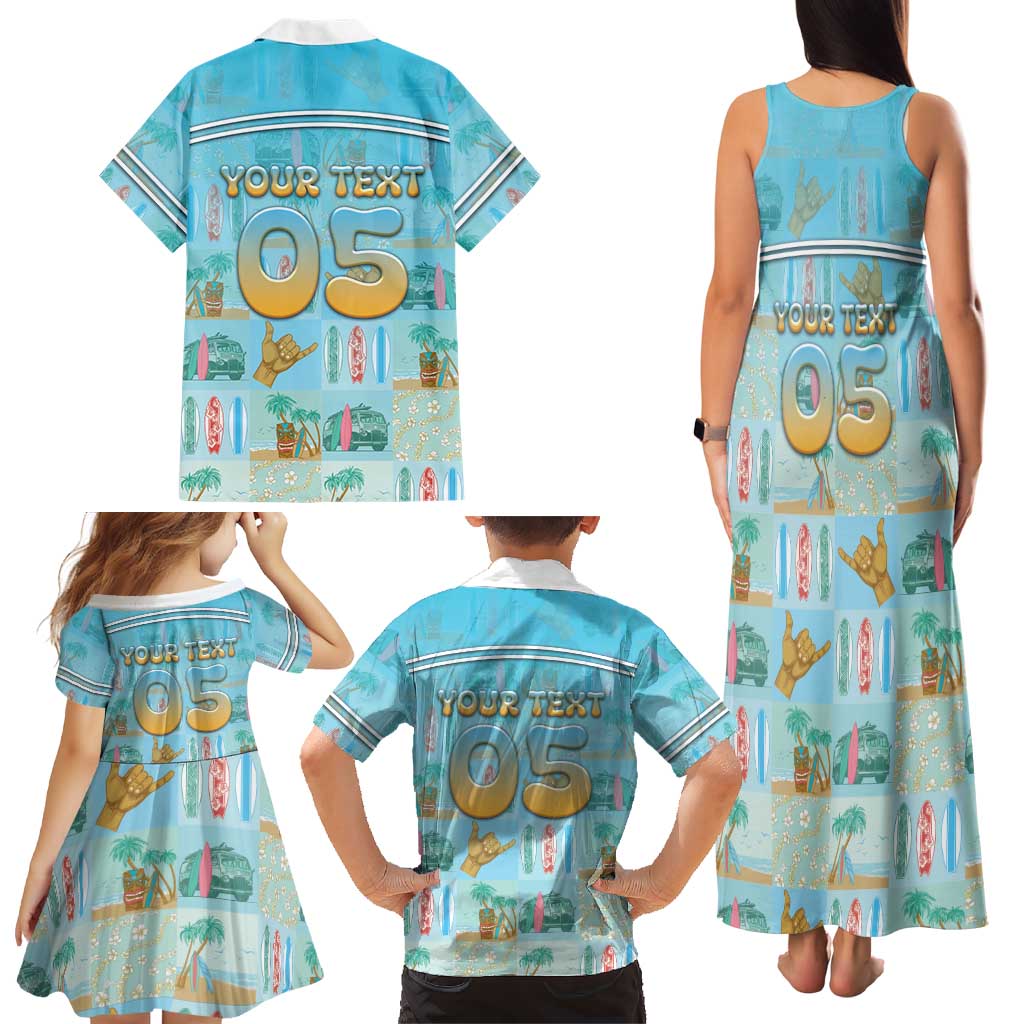 Custom Hawaii Surfing Family Matching Tank Maxi Dress and Hawaiian Shirt He'e Nalu DT05 - Polynesian Pride