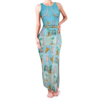 Custom Hawaii Surfing Family Matching Tank Maxi Dress and Hawaiian Shirt He'e Nalu DT05 Mom's Dress Blue - Polynesian Pride