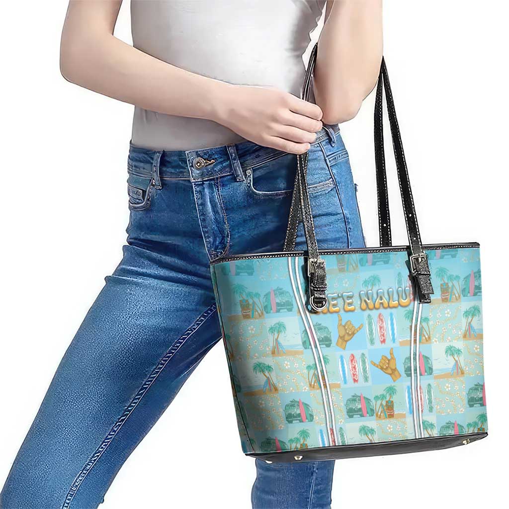 Hawaii Surfing Leather Tote Bag He'e Nalu