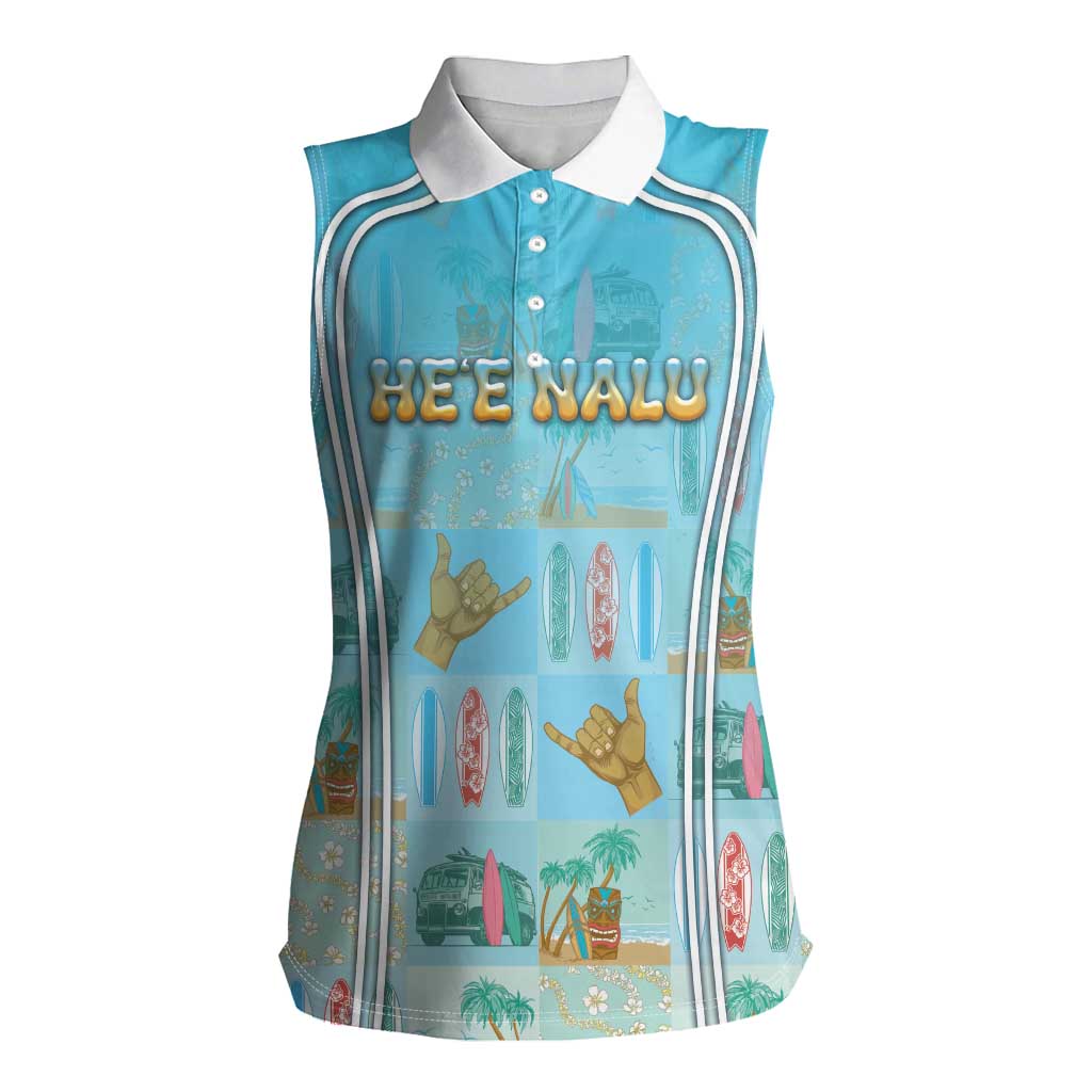 Custom Hawaii Surfing Women Sleeveless Polo Shirt He'e Nalu