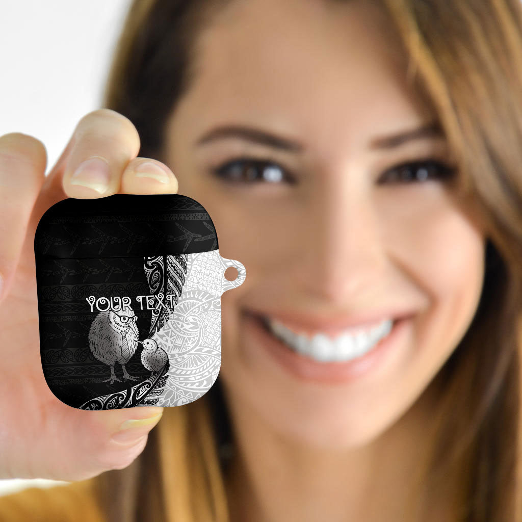 Personalised New Zealand Father's Day AirPods Case Papa Kiwi Bird Tribal Pattern DT05 - Polynesian Pride