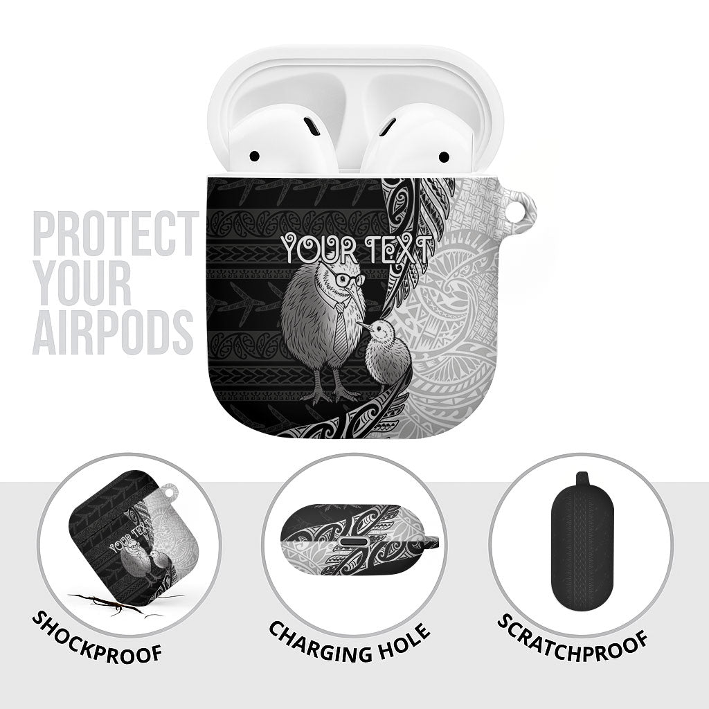 Personalised New Zealand Father's Day AirPods Case Papa Kiwi Bird Tribal Pattern DT05 - Polynesian Pride