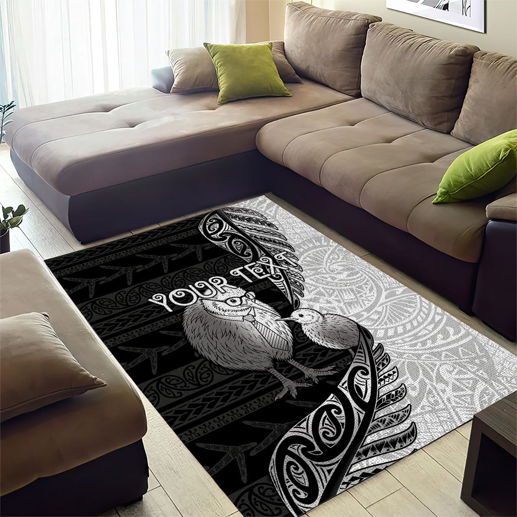 Personalised New Zealand Father's Day Area Rug Papa Kiwi Bird Tribal Pattern DT05 - Polynesian Pride