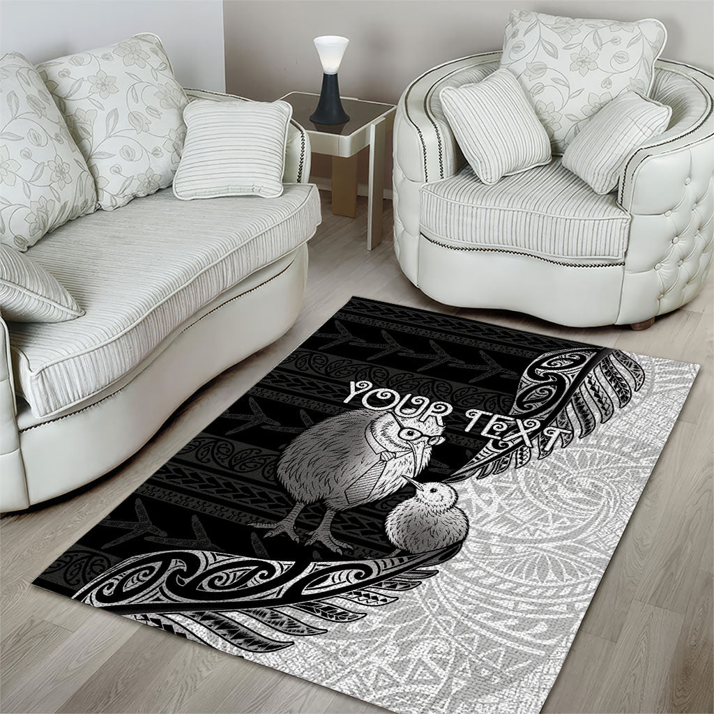Personalised New Zealand Father's Day Area Rug Papa Kiwi Bird Tribal Pattern DT05 - Polynesian Pride
