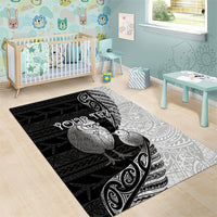 Personalised New Zealand Father's Day Area Rug Papa Kiwi Bird Tribal Pattern DT05 - Polynesian Pride