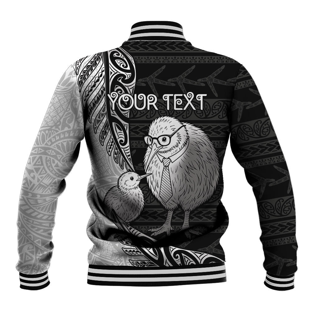 Personalised New Zealand Father's Day Baseball Jacket Papa Kiwi Bird Tribal Pattern DT05 - Polynesian Pride