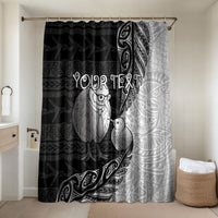 Personalised New Zealand Father's Day Bathroom Set Papa Kiwi Bird Tribal Pattern DT05 Shower Curtain Only Black - Polynesian Pride