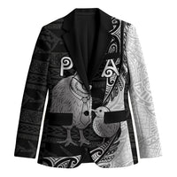 Personalised New Zealand Father's Day Blazer Papa Kiwi Bird Tribal Pattern DT05 Unisex Black - Polynesian Pride