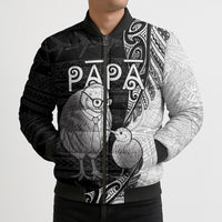Personalised New Zealand Father's Day Bomber Puffer Jacket Papa Kiwi Bird Tribal Pattern DT05 - Polynesian Pride