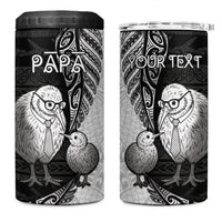 Personalised New Zealand Father's Day 4 in 1 Can Cooler Tumbler Papa Kiwi Bird Tribal Pattern DT05 One Size: 16 oz Black - Polynesian Pride
