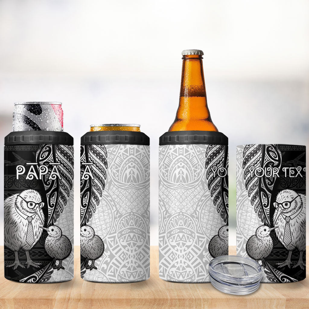 Personalised New Zealand Father's Day 4 in 1 Can Cooler Tumbler Papa Kiwi Bird Tribal Pattern DT05 - Polynesian Pride