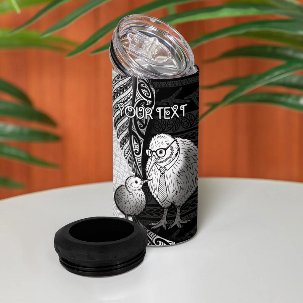 Personalised New Zealand Father's Day 4 in 1 Can Cooler Tumbler Papa Kiwi Bird Tribal Pattern DT05 - Polynesian Pride