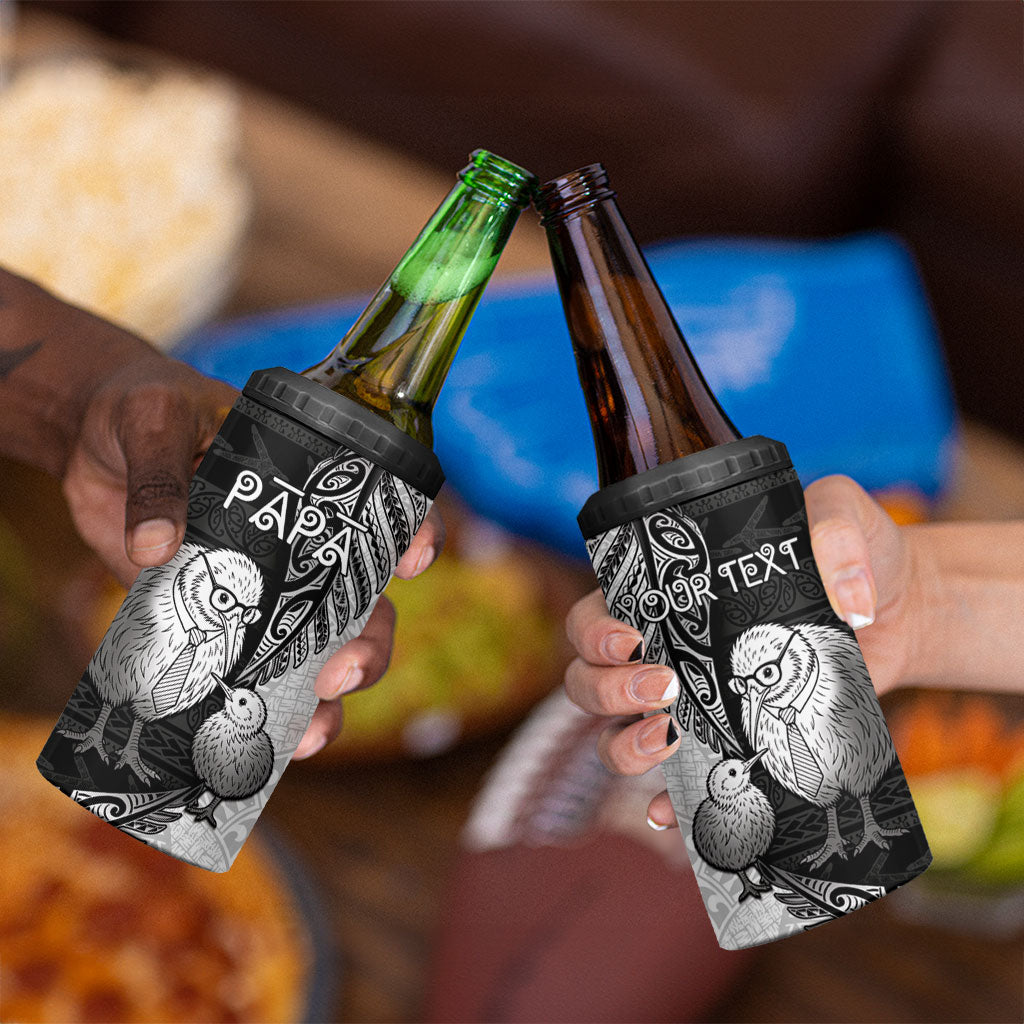 Personalised New Zealand Father's Day 4 in 1 Can Cooler Tumbler Papa Kiwi Bird Tribal Pattern DT05 - Polynesian Pride