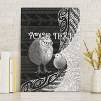 Personalised New Zealand Father's Day Canvas Wall Art Papa Kiwi Bird Tribal Pattern DT05 Without Frame Black - Polynesian Pride
