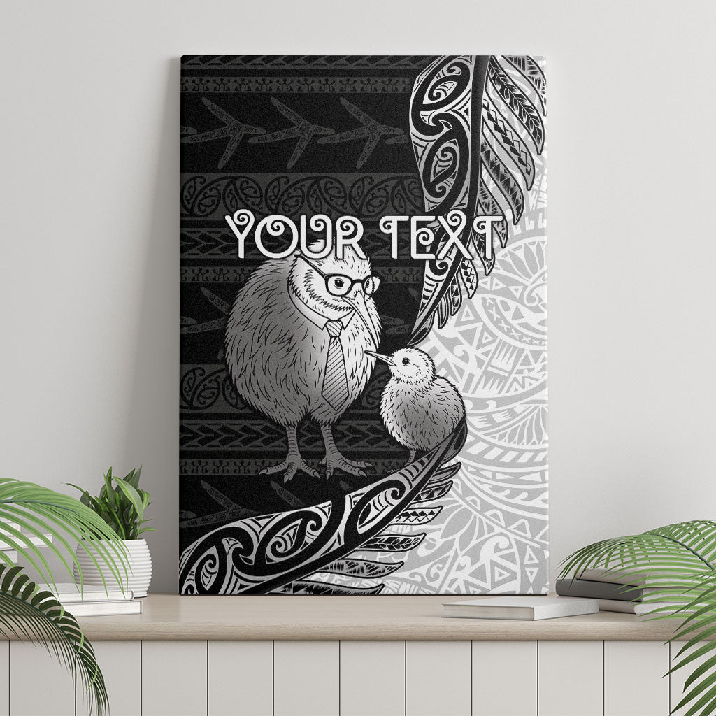 Personalised New Zealand Father's Day Canvas Wall Art Papa Kiwi Bird Tribal Pattern DT05 - Polynesian Pride